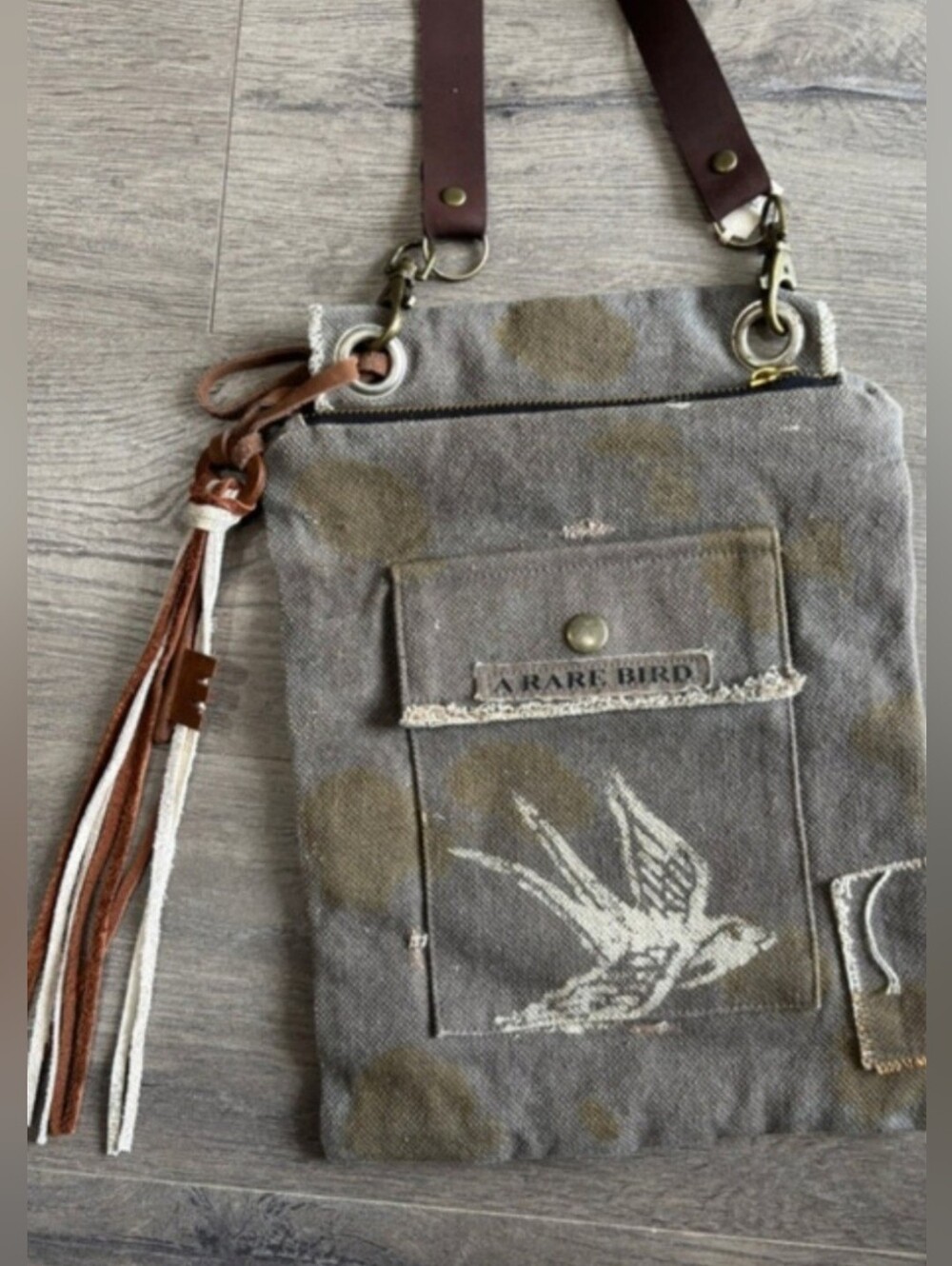#1599 A Rare Bird Vintage Postal Crossbody Bag